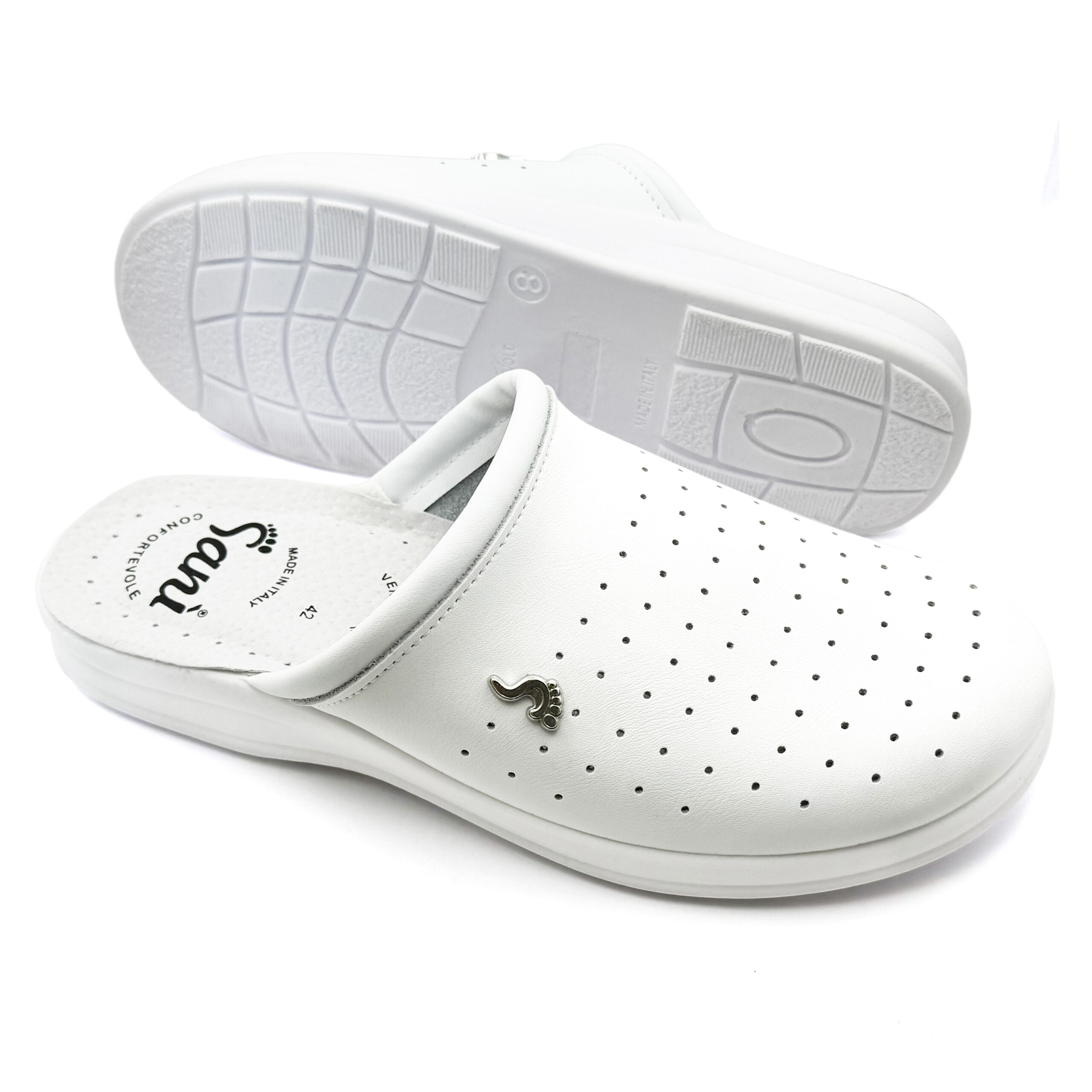 Ciabatta Uomo in Vera Pelle – Bianco