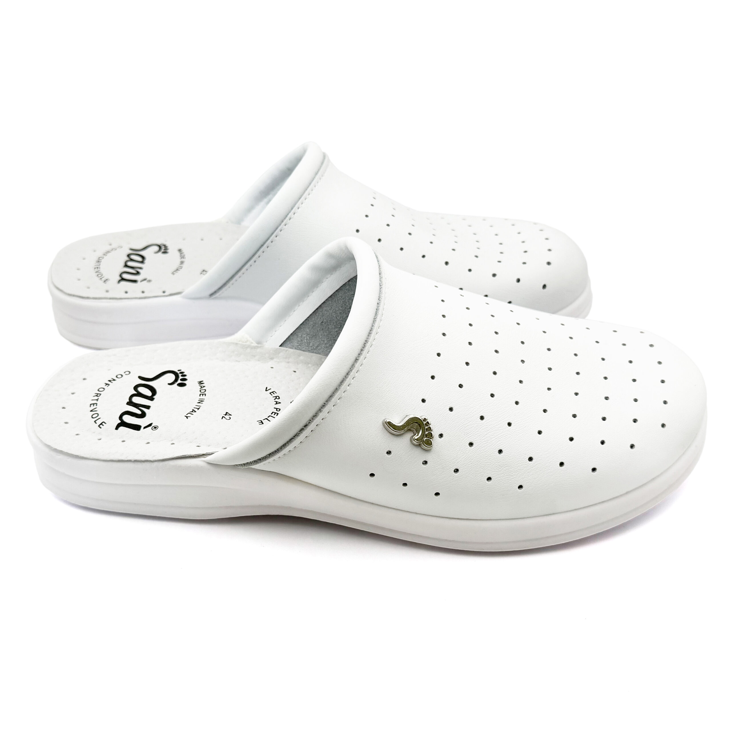 Ciabatta Uomo in Vera Pelle – Bianco