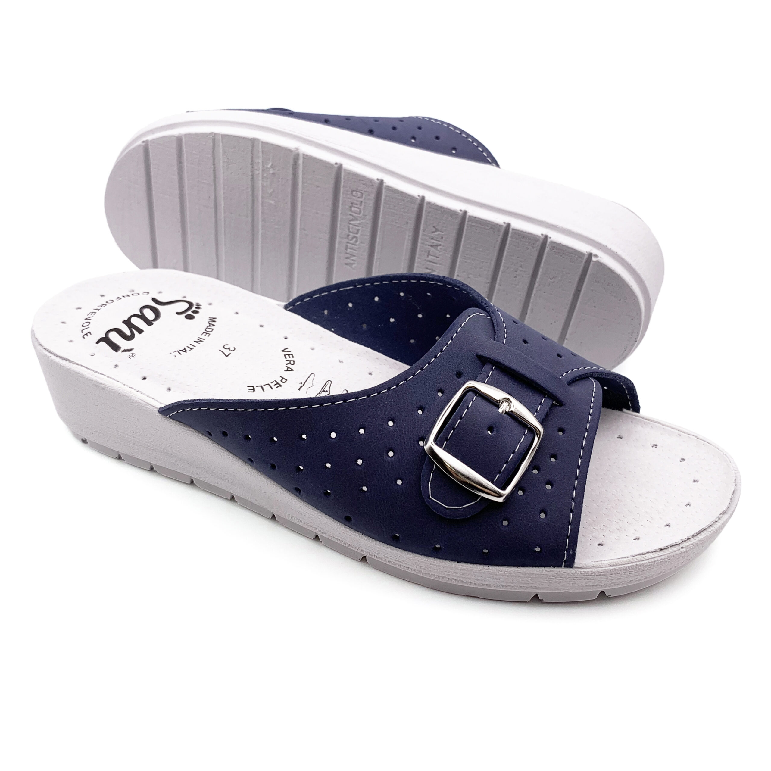 Ciabatta Donna Estiva Aperta con Fibbia Regolabile – Blu