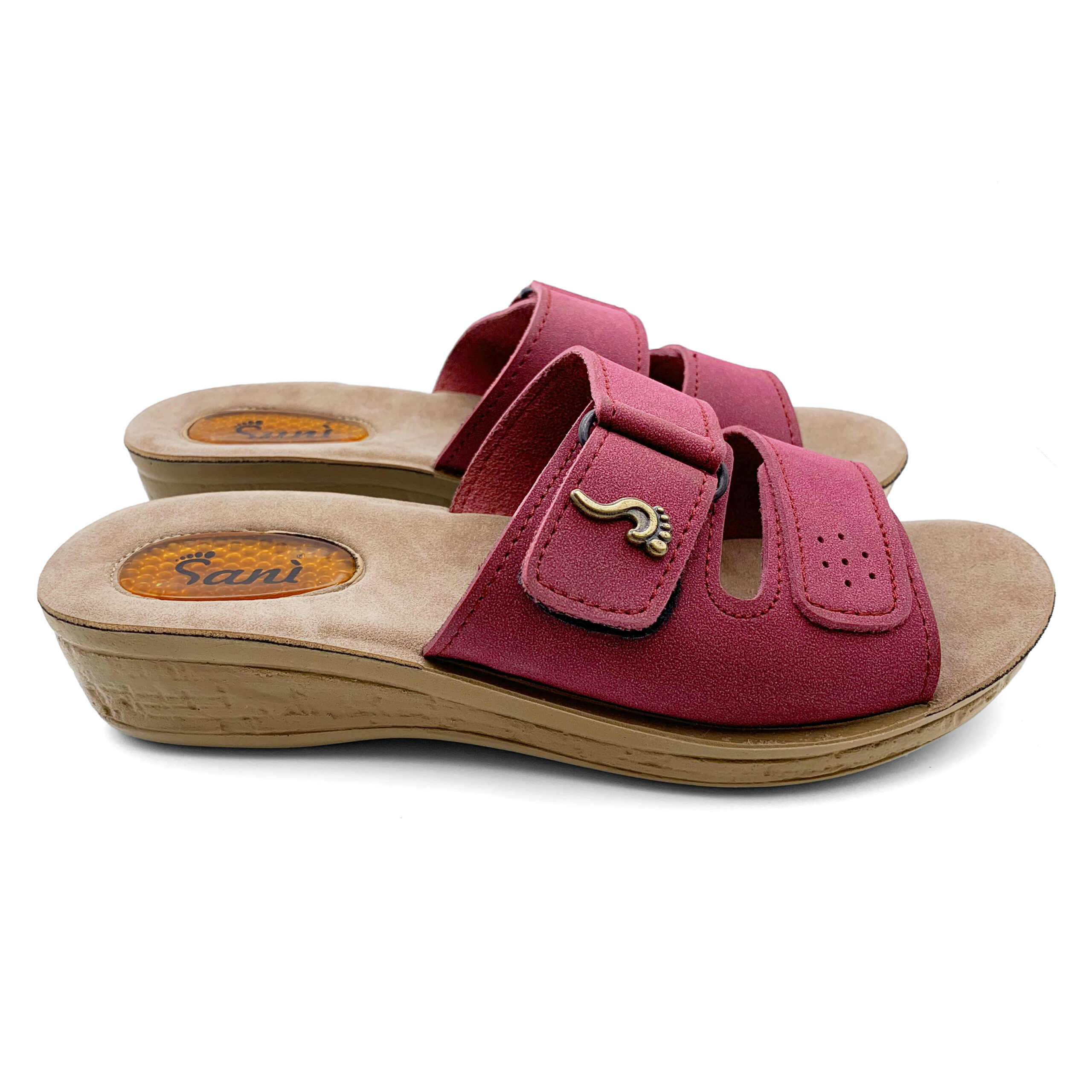 Ciabatta Donna Estiva Aperta con Velcro Regolabile – Borgogna