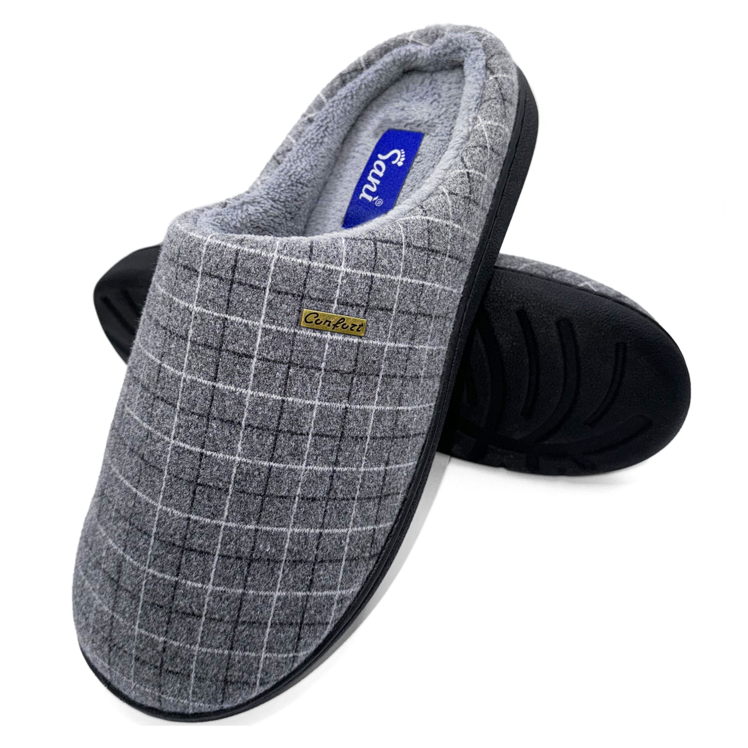 Pantofola Uomo Invernale  – Quadri Grigio