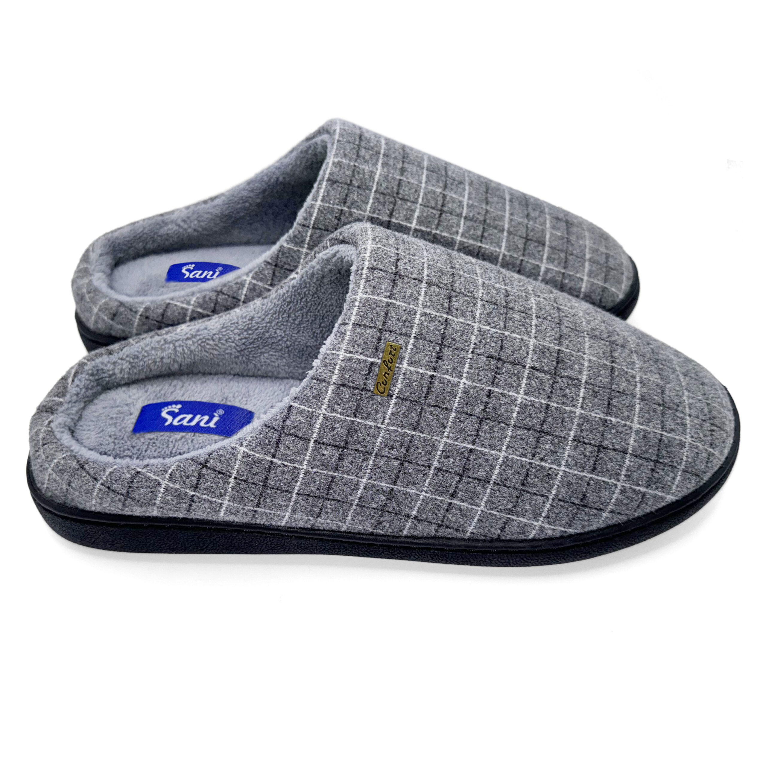 Pantofola Uomo Invernale  – Quadri Grigio